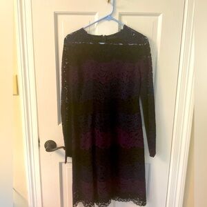 Elegant Black, Navy and Purple Lace Dress